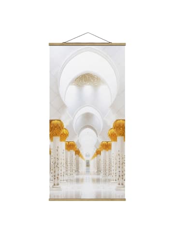 WALLART Stoffbild mit Posterleisten - Moschee in Gold in Weiß