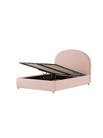 58 aufm Kessel POLSTERBETT Karlotta 140x200 mit Bettkasten Bouclé Stoff rosa