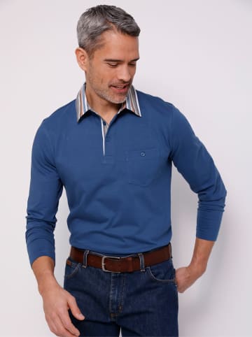 Sieh an! Langarm-Poloshirt in jeansblau