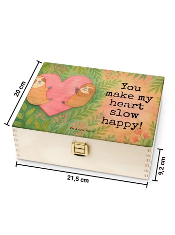 Mr. & Mrs. Panda Teebox Holz Faultiere Herz Design mit Spruch in Weiß