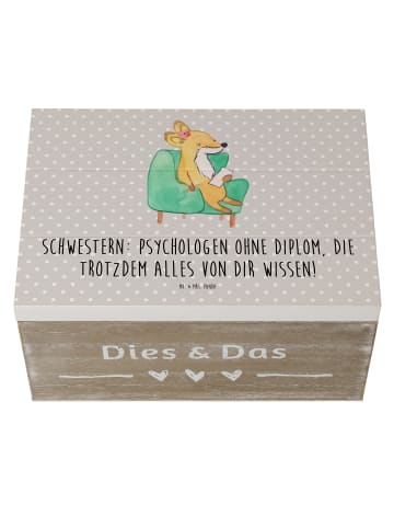 Mr. & Mrs. Panda Erinnerungskiste Schwestern Psychologen mit Spruch in Grau Pastell