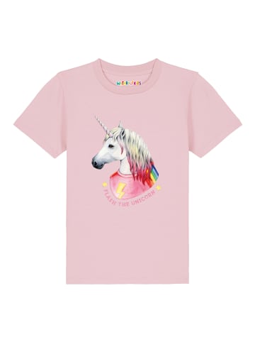 wat? Apparel T-Shirt Flash, the unicorn in Rosa