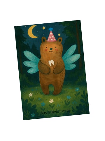 Mr. & Mrs. Panda Postkarte Bär Zahnfee Design ohne Spruch in Weiß