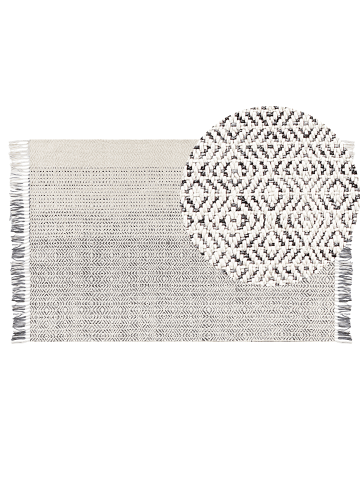 Beliani Kurzflor OMERLI in Weiß/Grau - (W) 140 x (H) 140 x (L) 200 cm