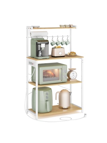 VASAGLE Küchenregal Barnet in Goldeichenfarben-Weiß - (B)80 x (H)140 x (T)40 cm
