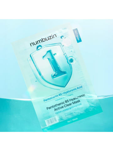 NUMBUZIN Tuchmaske Nr.1 Pantothensäure B5 Hyaluron Active Clear Maske, 26 g
