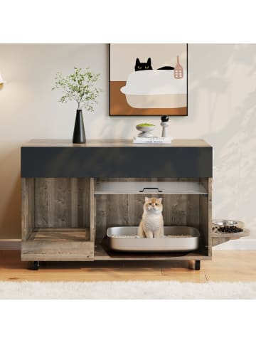 ABRIHOME Katzenkloschrank in Eichenholzfarbe - 100×45.5×67cm