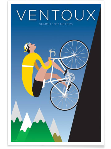 Juniqe Poster "Ventoux" in Blau & Gelb