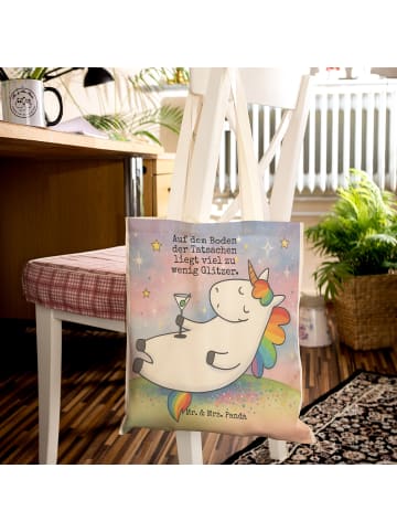 Mr. & Mrs. Panda Einkaufstasche Einhorn Blümchentail Design mit Spruch in Weiß