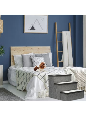 relaxdays Hundetreppe in Grau - (B)40 x (H)39 x (T)49 cm