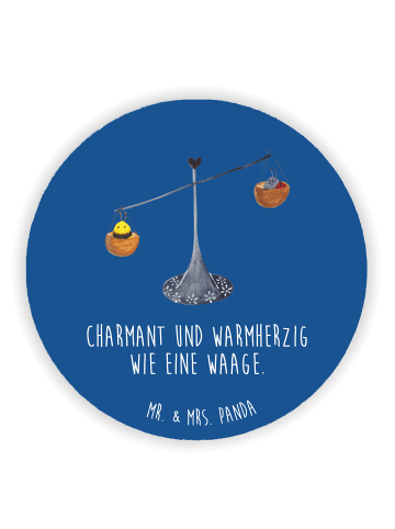 Mr. & Mrs. Panda Kühlschrankmagnet Sternzeichen Waage mit Spruch in Sternenhimmel Blau