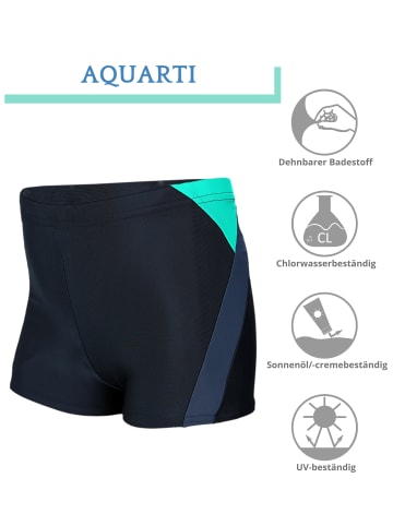 Aquarti Jungen Badehose Gestreift mit Motiven in grün/grau