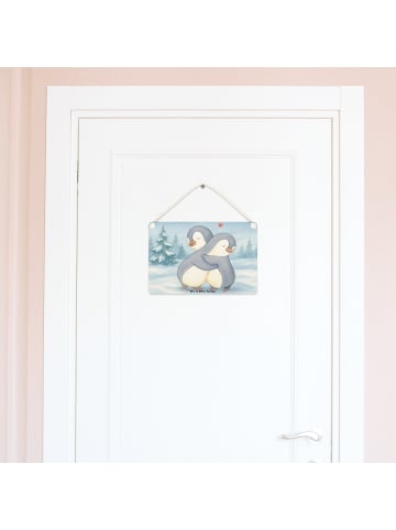 Mr. & Mrs. Panda Deko Schild Pinguine Kuscheln Design ohne Spruch in Weiß