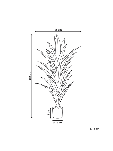 Beliani Kunstpflanze DRACAENA TREE in Grün - (W) 85 x (H) 150 x (L) 85 cm