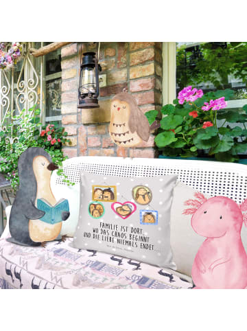 Mr. & Mrs. Panda kissen für sofa Igel Familie mit Spruch in Grau Pastell