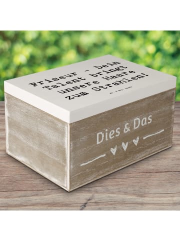 Mr. & Mrs. Panda Box Spruch Friseur Talent mit Spruch in Weiß