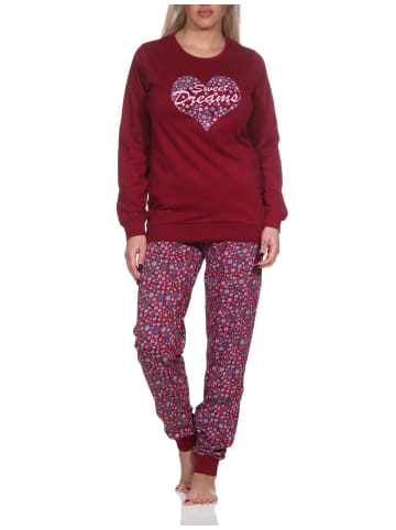 NORMANN Schlafanzug Pyjama langarm Bündchen Sterne - 81632 in beere