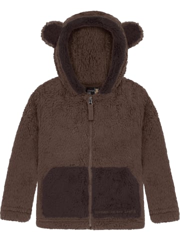 Normani Outdoor Sports Kinder Teddy Jacke „Barvas“ in Dunkelbraun