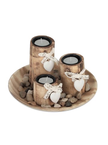 relaxdays Teelichthalter in Natur - (H)13 x Ø 21,5 cm