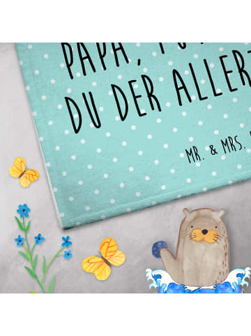 Mr. & Mrs. Panda Gästehandtücher Bären mit Hut mit Spruch in Türkis Pastell