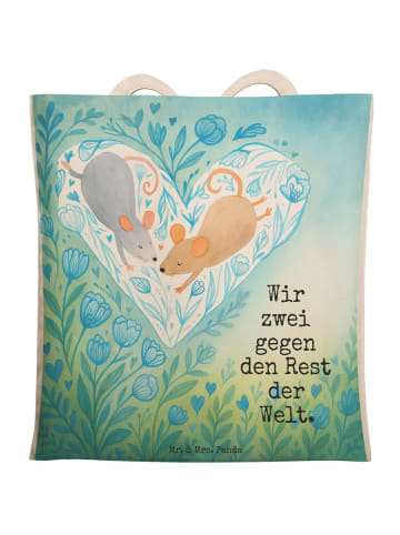 Mr. & Mrs. Panda Beuteltasche Mäuse Herz Design mit Spruch in Weiß