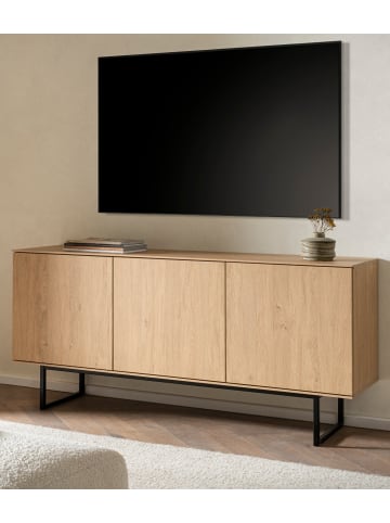 Furn.Design TV-Lowboard Stone Eiche 150 cm, Fernsehtisch mit Push-to-Open und Komforthöhe