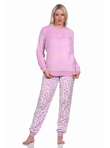 NORMANN langarm Schlafanzug Pyjama Bündchen Coralfleece Animal Look - 76741 in pink