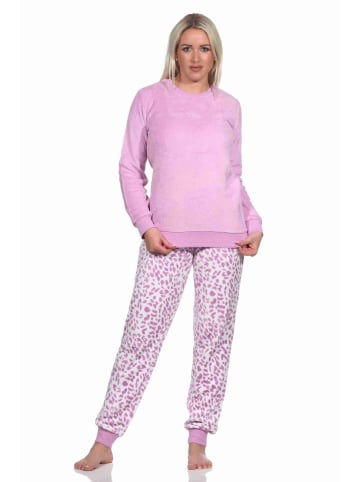 NORMANN langarm Schlafanzug Pyjama Bündchen Coralfleece Animal Look in pink