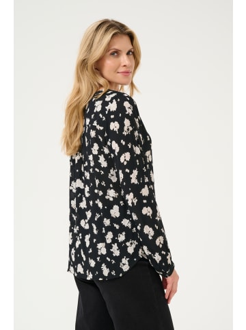Kaffe Langarm-Bluse KAamber in Black/White Flower Print