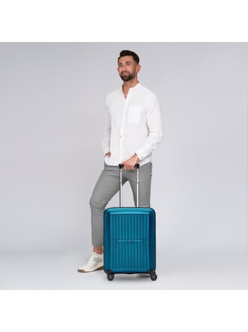 Pactastic Collection 01 4 Rollen Kabinentrolley S 55 cm mit Dehnfalte in turquoise-metallic