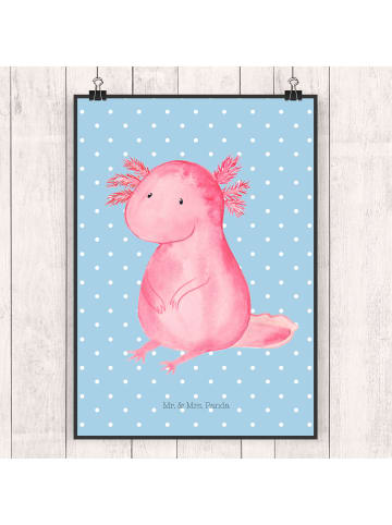 Mr. & Mrs. Panda Poster Axolotl Niedlich ohne Spruch in Blau Pastell