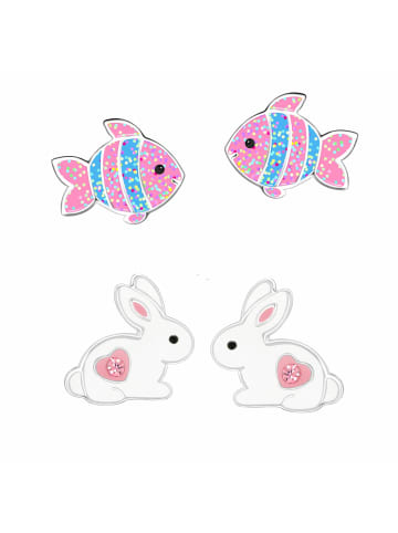 schmuck23 Ohrstecker Set Hase und Fisch 925 Silber