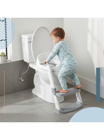 relaxdays Kinder-Toilettensitz in Grau/ Weiß - (B)35 x (H)39–45 x (T)44 cm