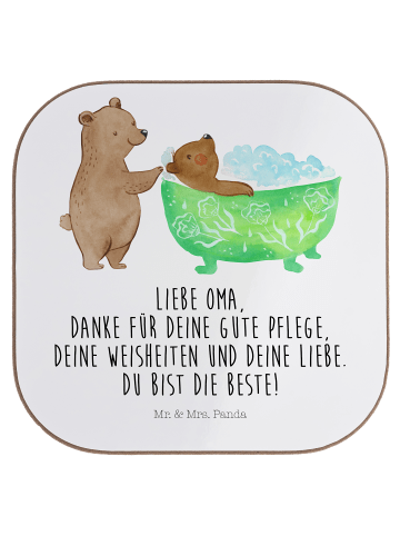 Mr. & Mrs. Panda Untersetzer Oma Baden mit Spruch in Weiß