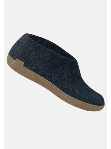 glerups Hausschuh Ledersohle in Denim