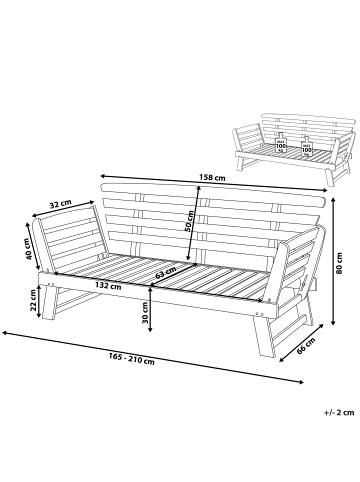 Beliani Gartenbank PORTICI in Braun/Beige - (W) 210 x (H) 82 x (L) 66 cm