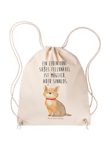 Mr. & Mrs. Panda Sportbeutel Hund Glück mit Spruch in Creme