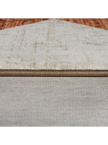 KADIMA DESIGN Geometrischer Teppich mit Fransenkante in Rot-Blau