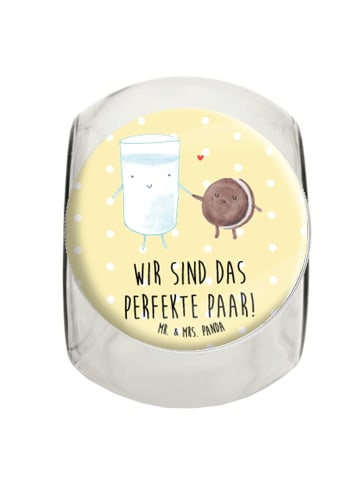 Mr. & Mrs. Panda Vorratsbehälter Milch Keks mit Spruch in Gelb Pastell