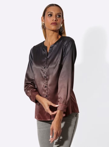 creation L Satin-Bluse in schwarz-rotbraun-bedruckt