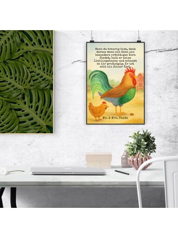 Mr. & Mrs. Panda Kunstdruck Hahn Korn Design mit Spruch in Weiß