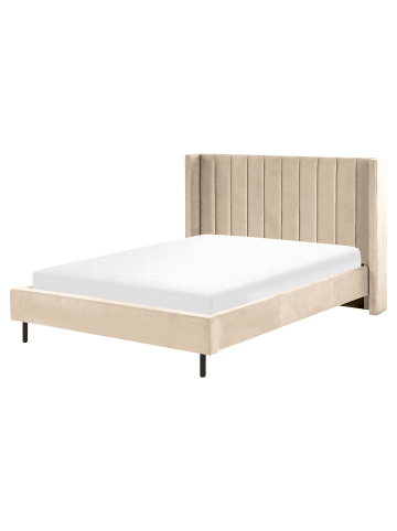 Beliani Doppelbett VILLETTE in Beige/Schwarz - (W) 165 x (H) 115 x (L) 222 cm