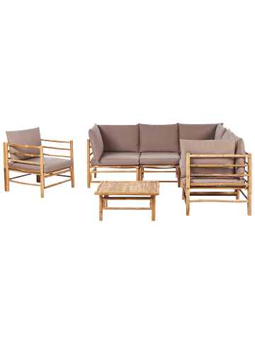 Beliani 7-tlg Sitzgruppe CERRETO in Braun/Beige/Grau