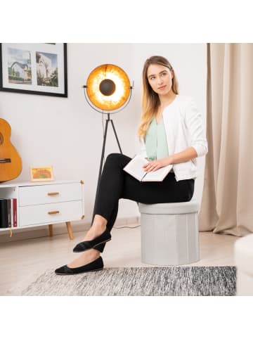 relaxdays Sitzhocker in Creme - (H)38 x Ø 38 cm