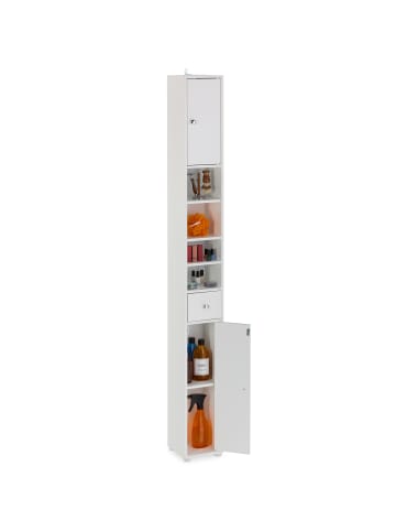 relaxdays Badezimmerschrank in Weiß - (B)20 x (H)180 x (T)20 cm