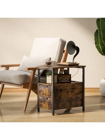 HOMCOM Couchtisch-55L x 35B x 58,5H cm-Rustikal-Braun