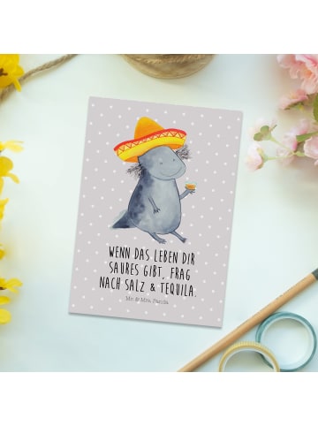 Mr. & Mrs. Panda bildkarte Axolotl Tequila mit Spruch in Grau Pastell