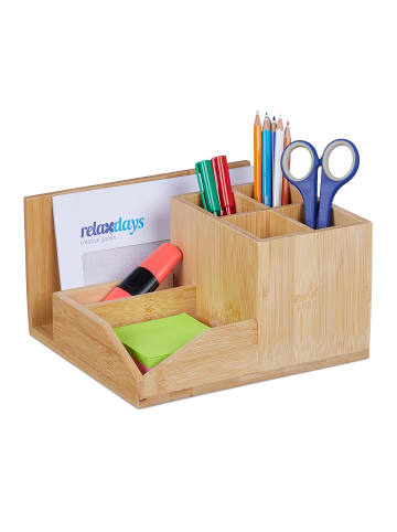 relaxdays Schreibtisch Organizer in Natur - (B)21 x (H)11 x (T)19 cm