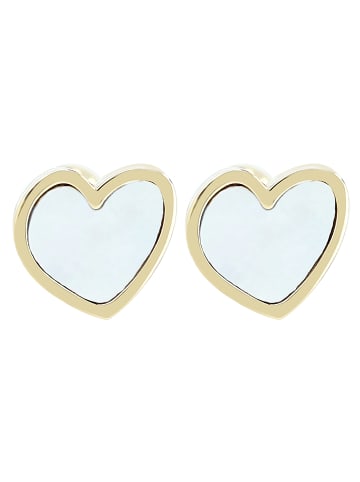 Adeliás Damen Ohrringe – Ohrstecker Herz aus Edelstahl mit Perlmutt in gold