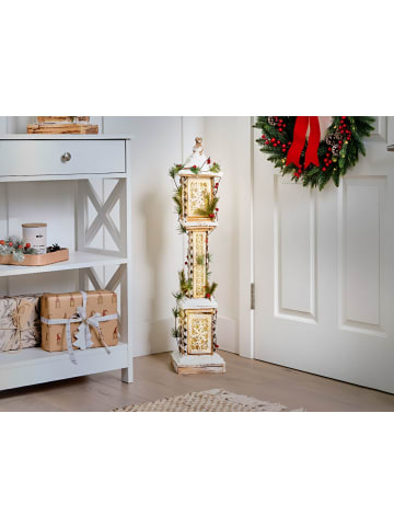 Beliani LED Deko LENTIRA in Braun/Grün/Weiß - (W) 16 x (H) 80 x (L) 16 cm